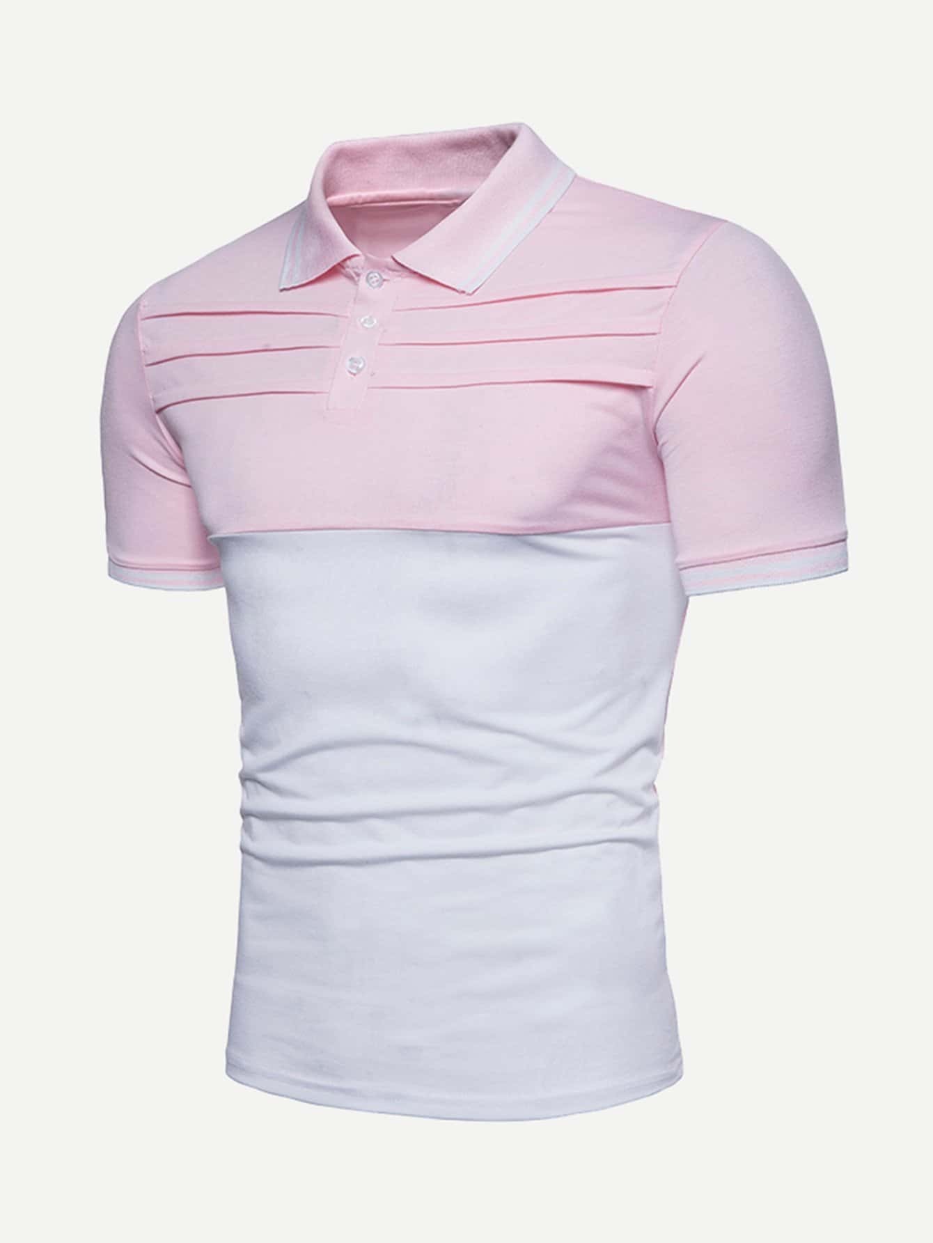 

Men Color Block Polo Shirt, Pink
