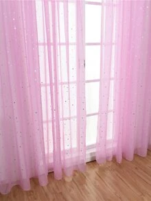 1pc Silver Stars Decor Dreamy Curtain For Bedroom, Living Room