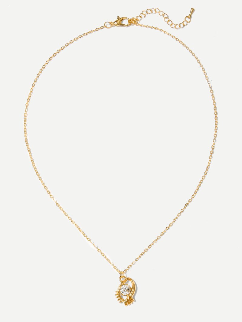 

Rhinestone Detail Pendant Necklace, Gold