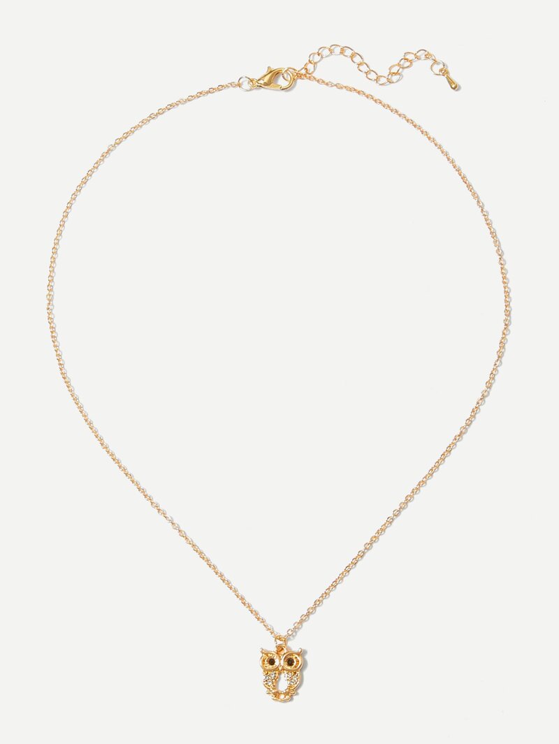 

Owl Design Pendant Necklace, Gold