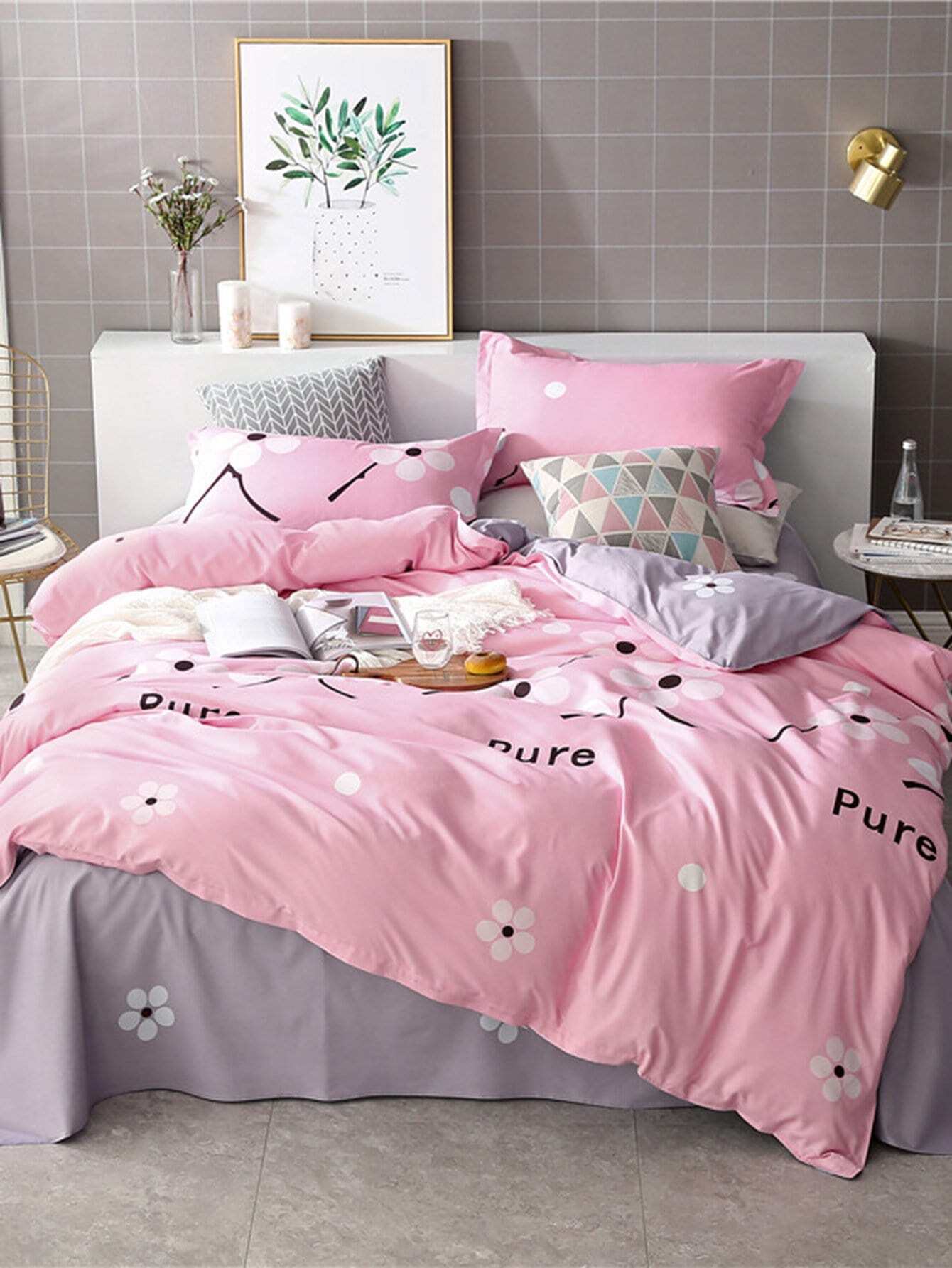 Flower & Letter Print Sheet Set Flower & Letter Print Sheet Set