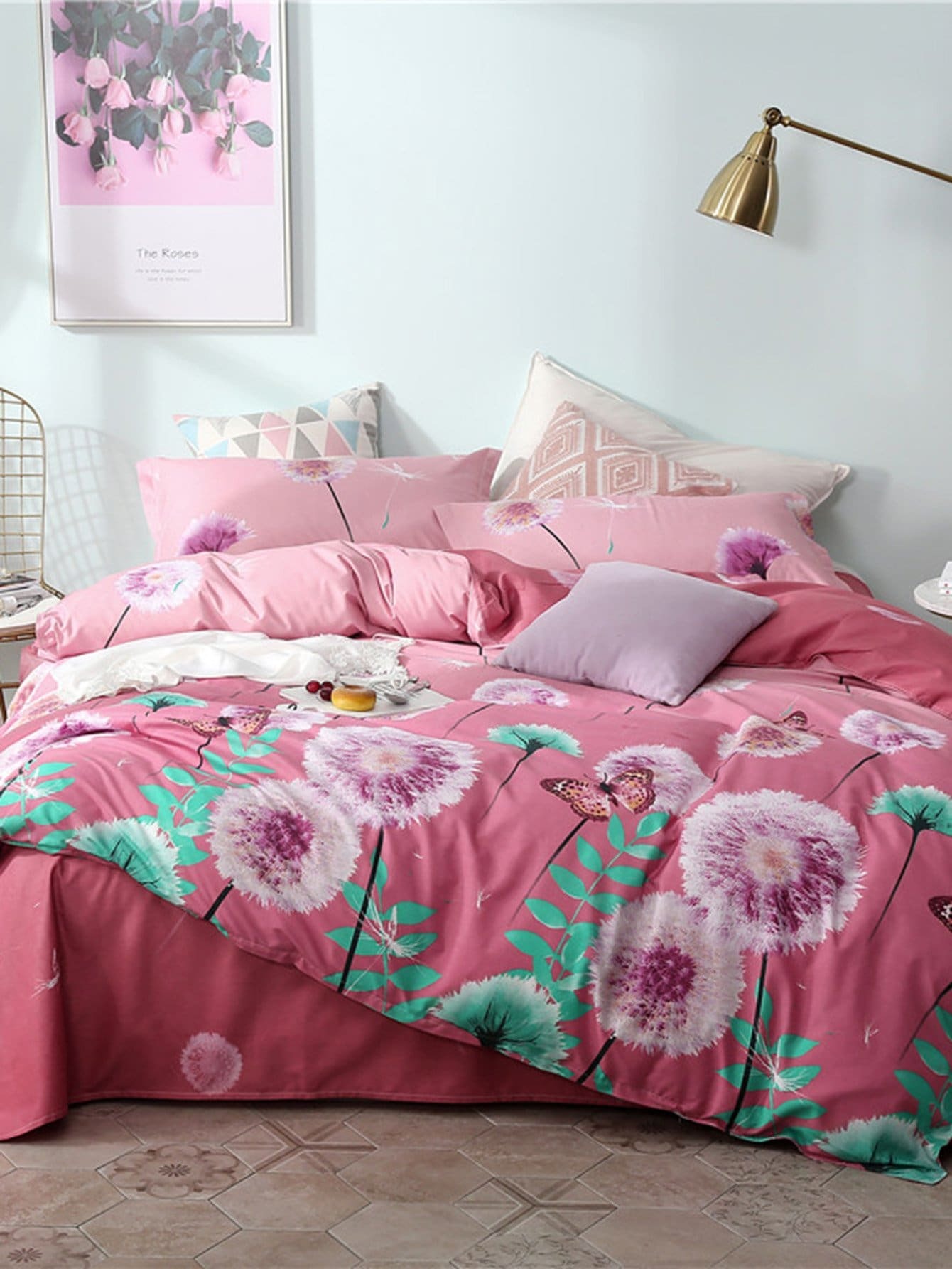 Flower & Letter Print Sheet Set Flower & Letter Print Sheet Set