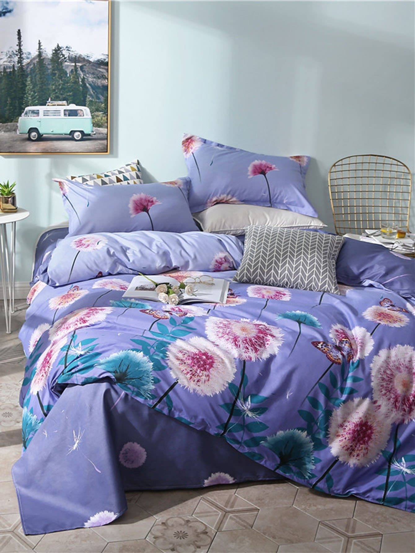 Flower & Letter Print Sheet Set Flower & Letter Print Sheet Set