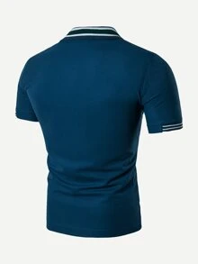 Manfinity Men Polo Shirts Sọc Màu xanh lam Casual - Màu xanh ngọc - Xem 2