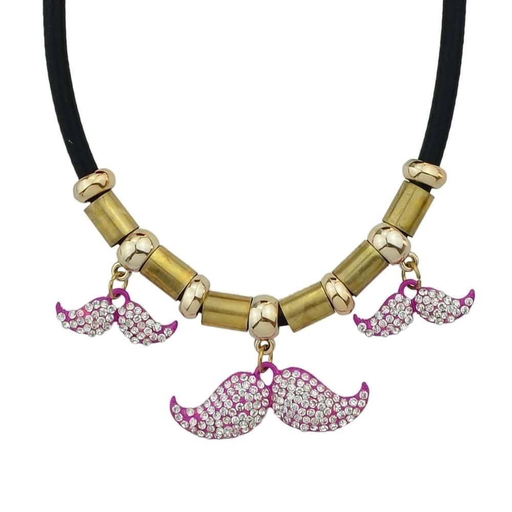 

Hotpink Blue Color Mustache Collar Necklace, Hot pink