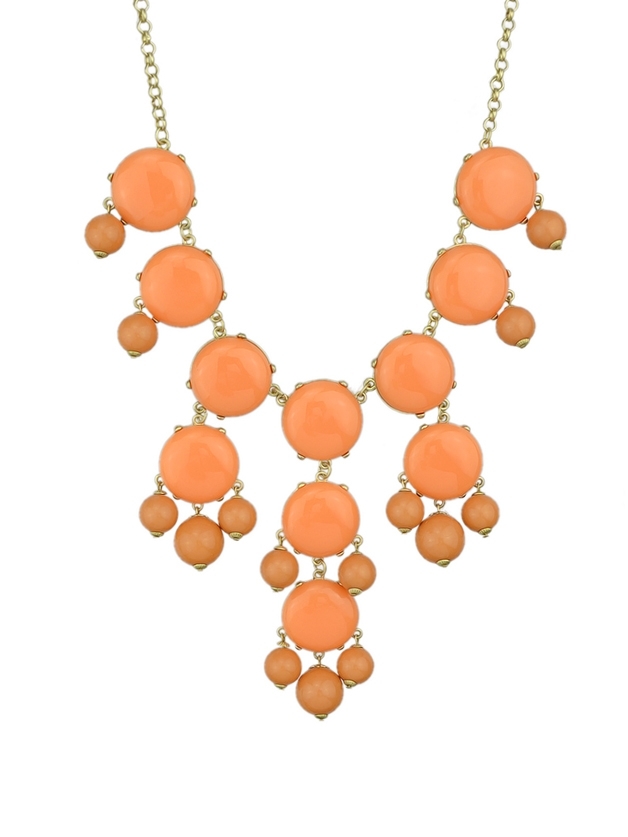 

Colorful Round Bead Collar Necklace, Orange