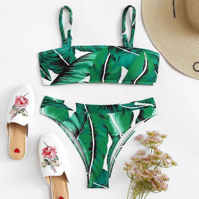 

Palm Print Bikini Set, Multicolor