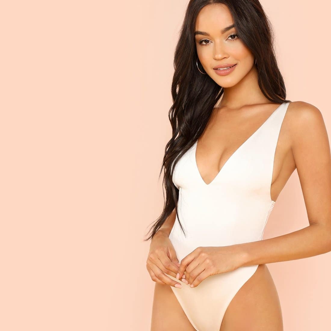 

V-Neck Bodysuit, White