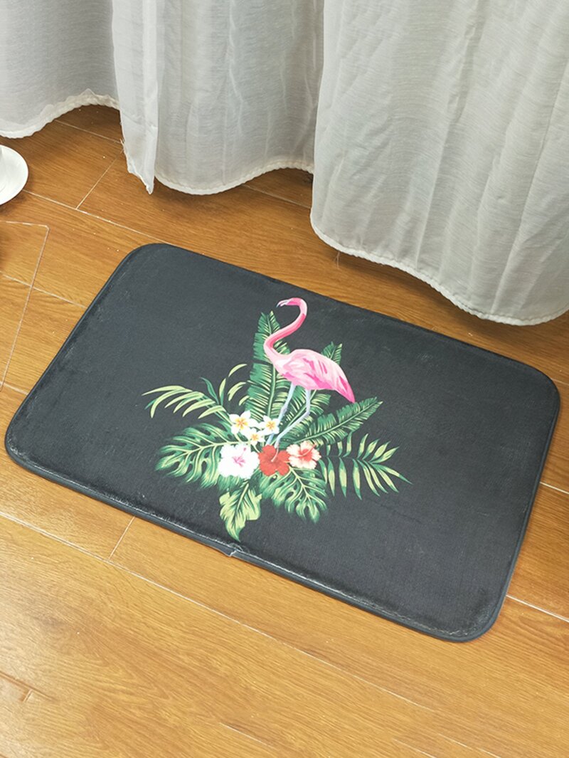 

Flamingo Print Floor Mat, Multicolor