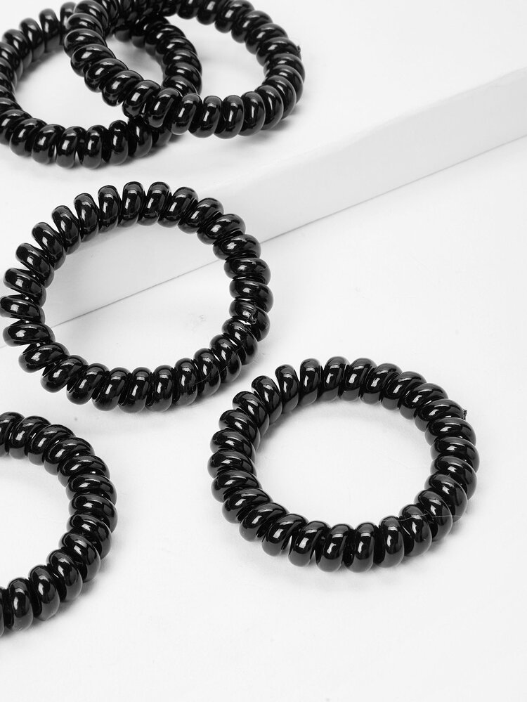 Plian Hair Tie Set 6Pcs - Black - View 3