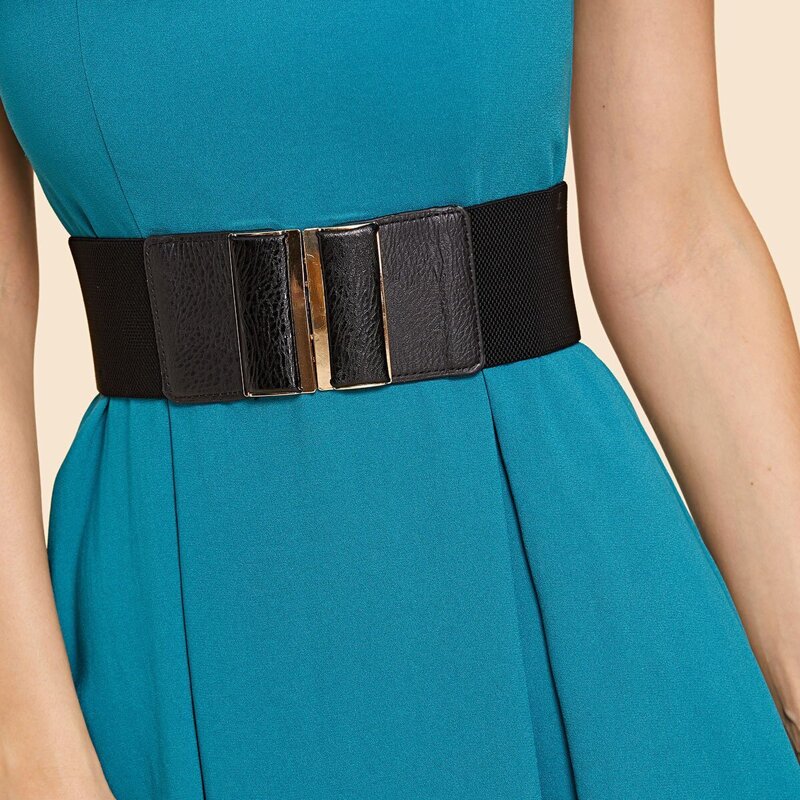

Contrast PU Wide Belt, Black