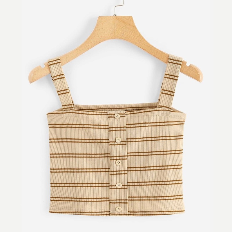 

Single Breasted Striped Top, Khaki