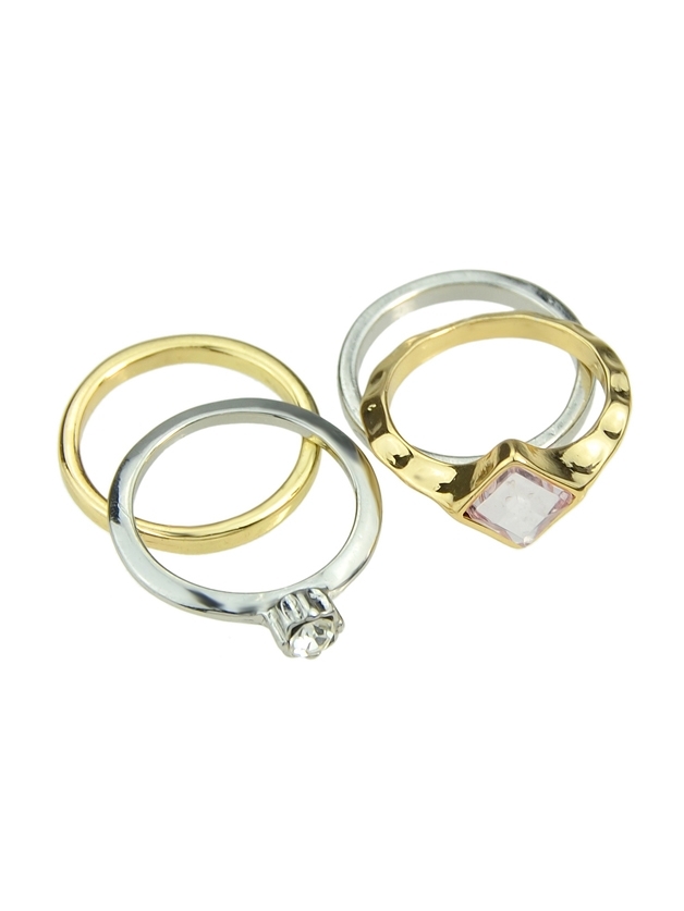 

Trendy Gold Silver Geometric Finger Ring, Multicolor
