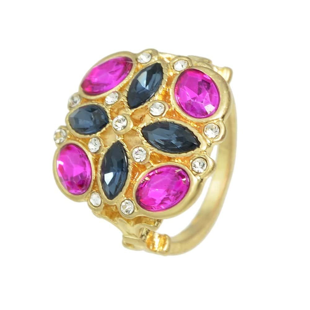 

Hotpink Blue Crystal Flower Rings, Colorful