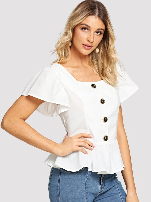 button up peplum blouse