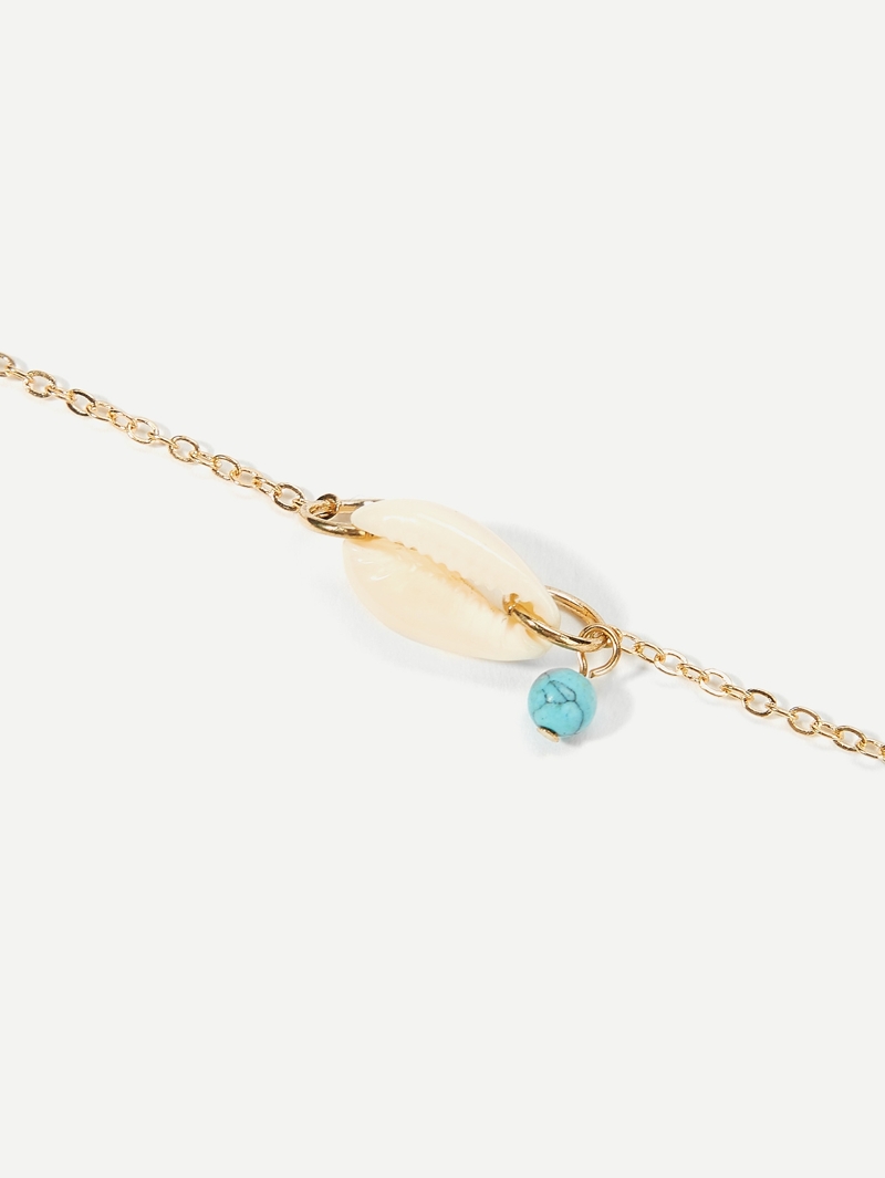 

Shell Detail Chain Anklet, Gold