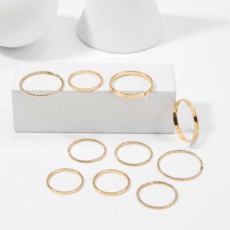 

Slim Ring Set 10pcs, Gold