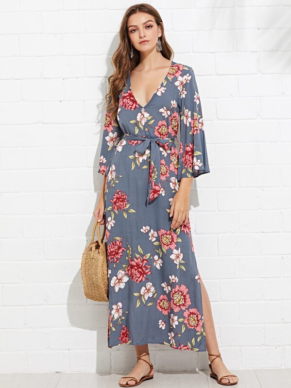 Bell Sleeve Floral Dress