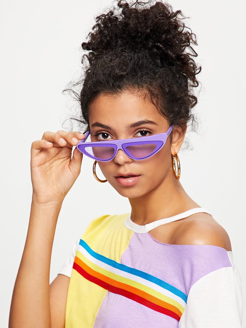 

Cat Eye Flat Lens Sunglasses, Purple