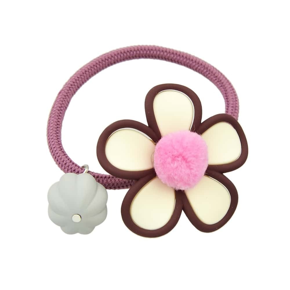 

Winered Elastic Rope With Flower Ball Hair, Pink