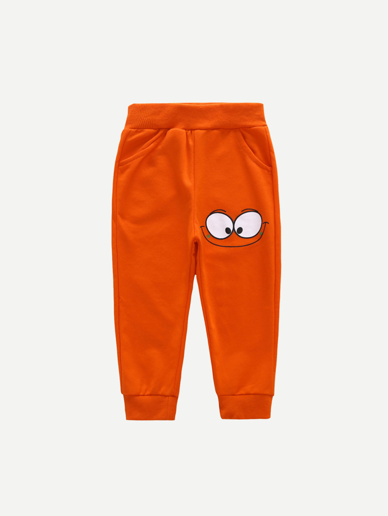 

Boys Cartoon Print Pants, Orange