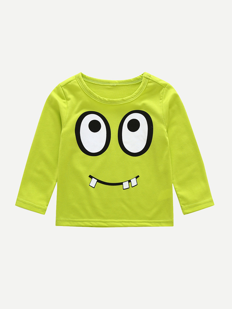 

Boys Cartoon Print T-shirt, Yellow