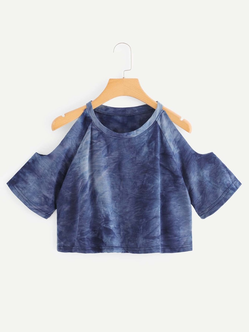 

Open Shoulder Crop Tee, Navy