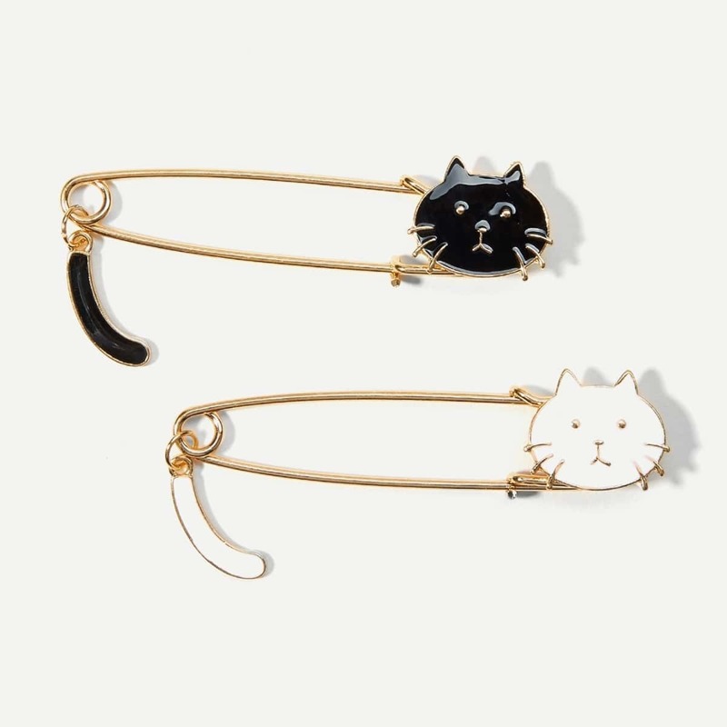 

Cat Design Brooch Set 2Pcs, Multicolor