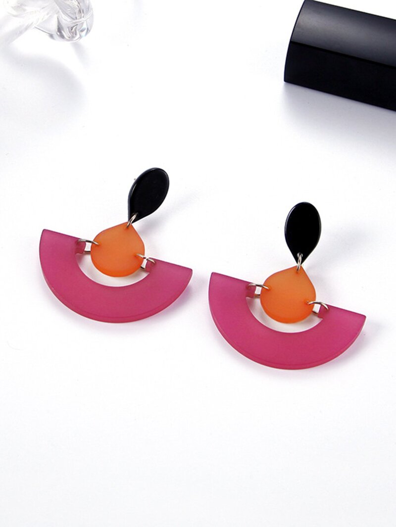 

Two Tone Half Round Drop Earrings, Purple