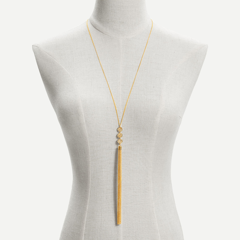 

Long Tassel Pendant Chain Necklace, Gold