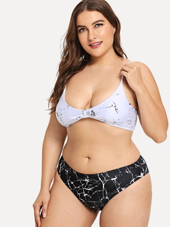 Top Panty Knot Bikini Plus Marble Front With rCthxsQdB