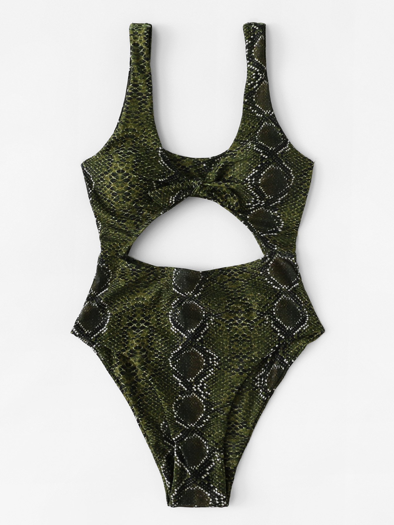 snakeskin cut out swimsuit