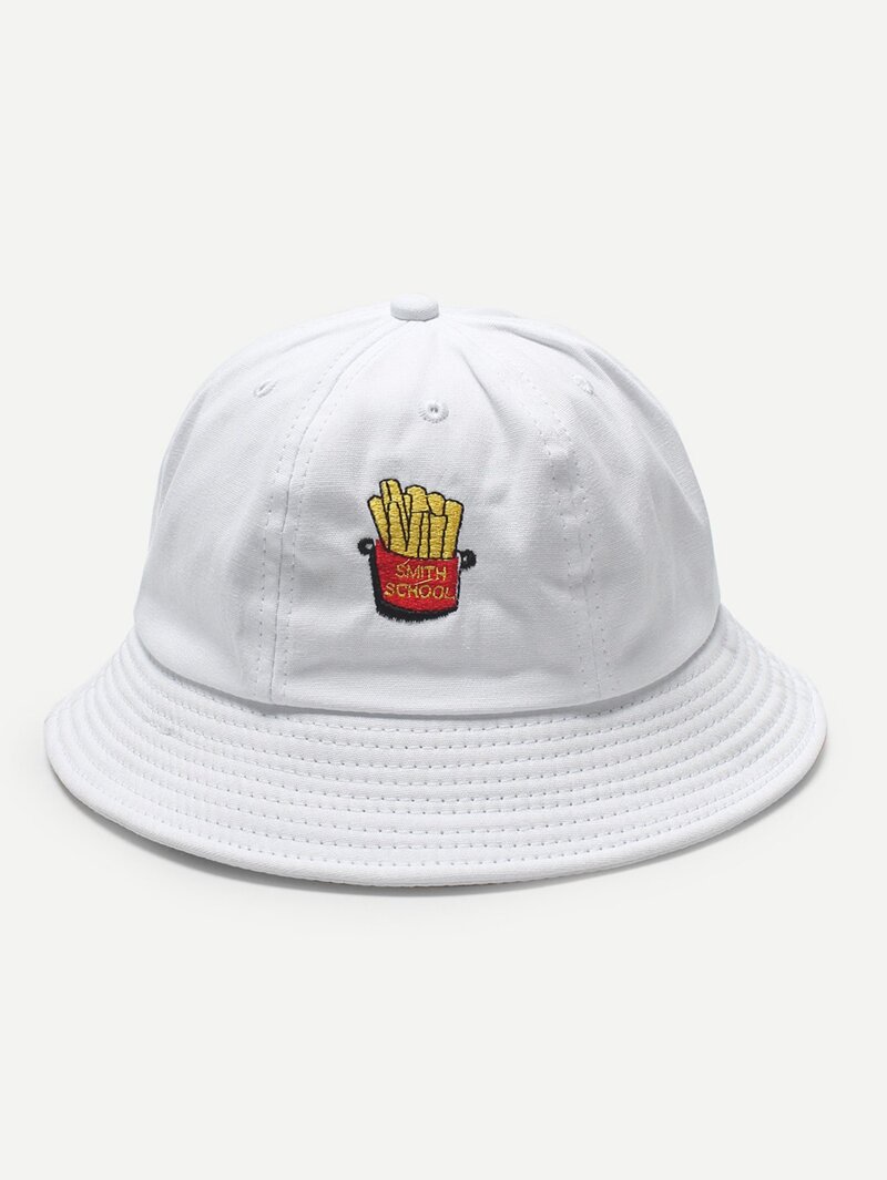 

Embroidered Detail Bucket Hat, White
