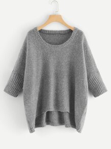 High Low Marled Knit Sweater