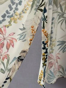 Kimono imprimé fleuri avec un lacet - Multicolore - Voir 6