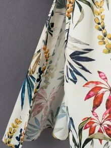 Kimono imprimé fleuri avec un lacet - Multicolore - Voir 7