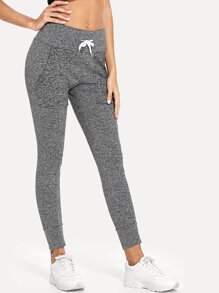 Panel Marled Drawstring Pants