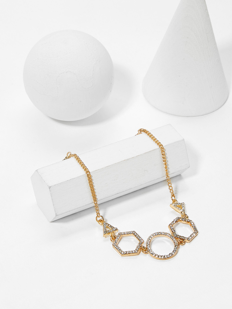

Rhinestone Geometric Design Chain Bracelet, Gold