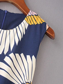 GENKIRA Cranes Print Belted Wide Leg Jumpsuit - Multicolor - View 3