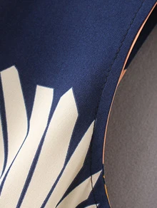 GENKIRA Cranes Print Belted Wide Leg Jumpsuit - Multicolor - View 5