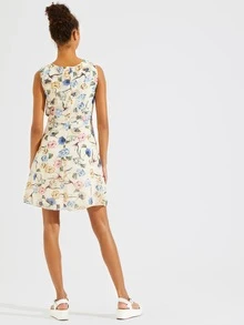 Studded Floral Western Dress - Multicolor - View 3