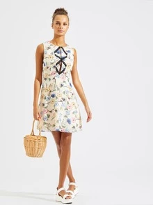 Studded Floral Western Dress - Multicolor - View 2