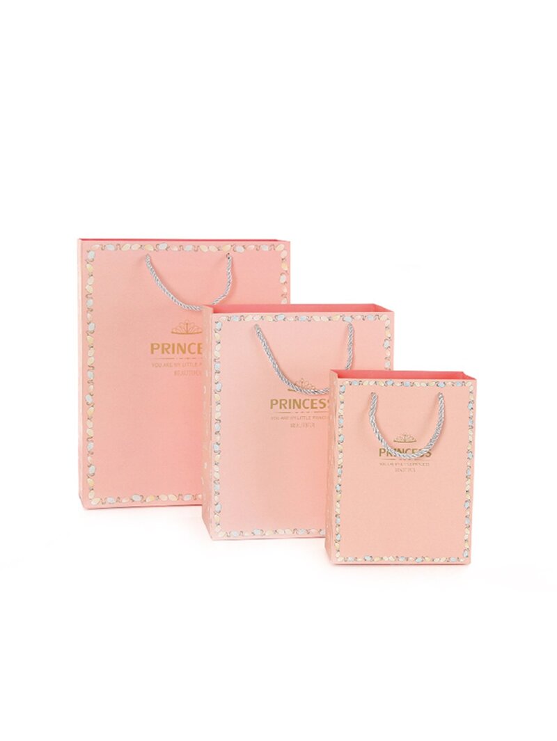 

Heart Printed Paper Bag 3pcs, Pink