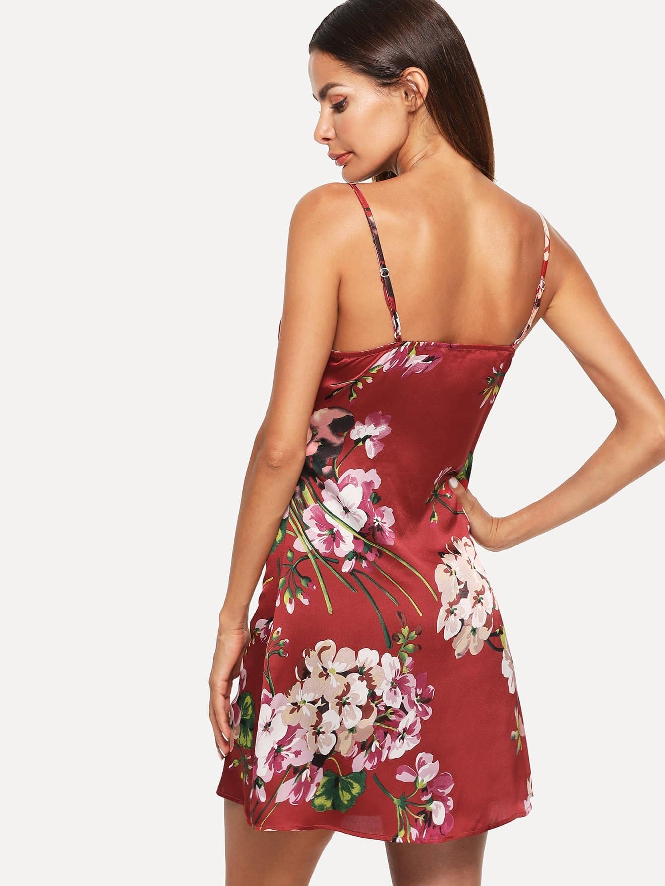 lace neck floral nightdress