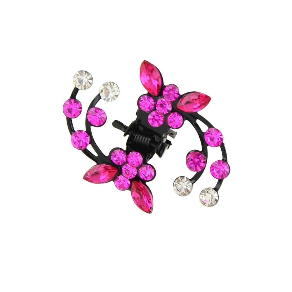 

Hotpink 1 Pc Colorful Rhinestone Flower Hair Charms Claws Accessories, Hot pink