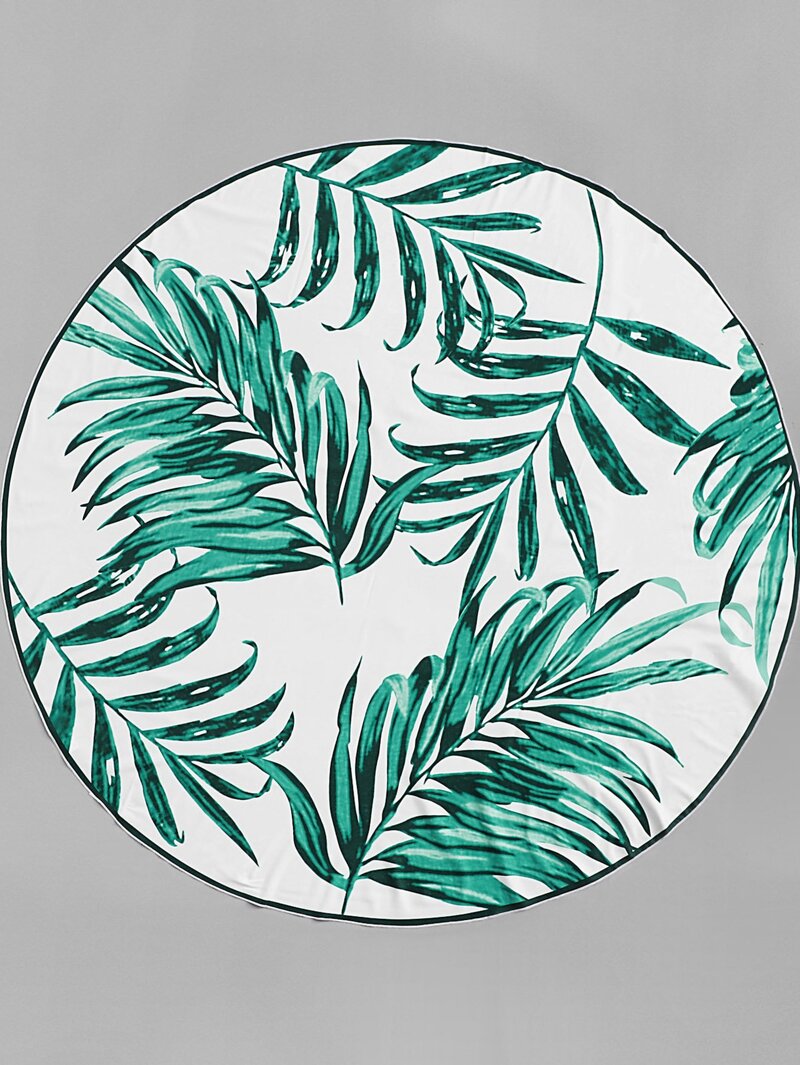 

Tropical Print Round Beach Blanket, Multicolor