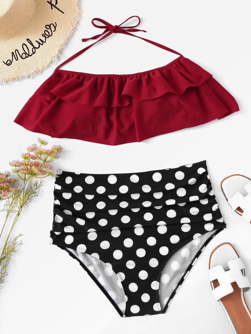 Volante Talla Grande De Con Set Bikini Lunares WEH2Y9DI
