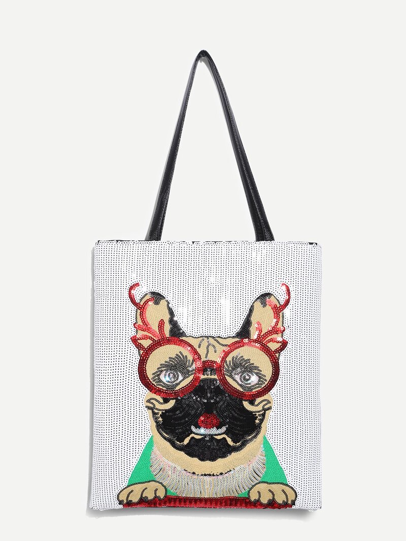 

Dog Pattern Tote Bag, Multicolor
