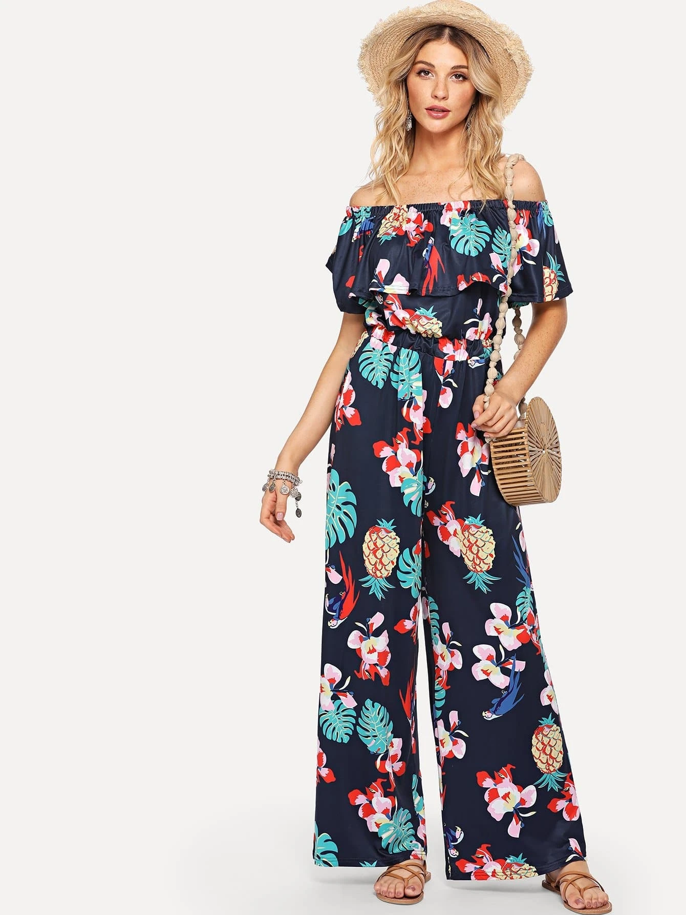 pineapple print jumpsuit