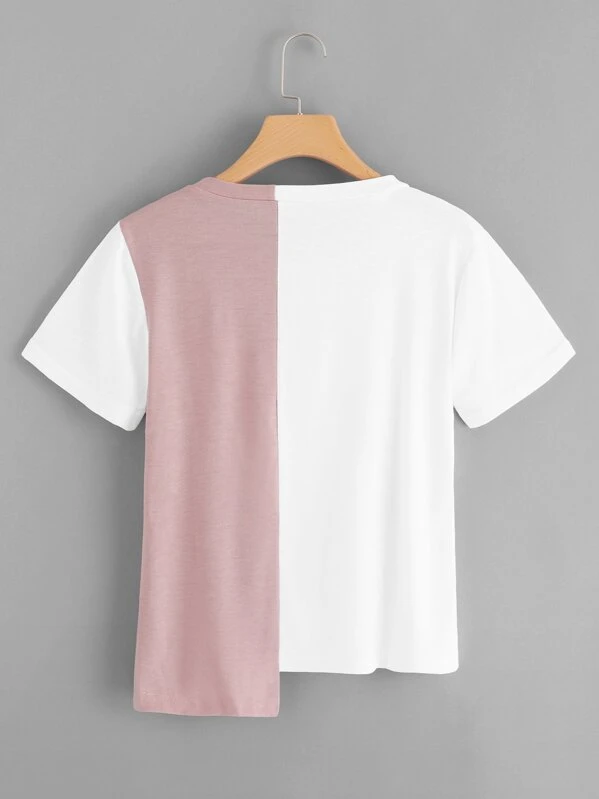 Camiseta bajo asimétrico con diseño de fleco | Mode de Mujer Camiseta bajo asimétrico con diseño de fleco | Camisetas